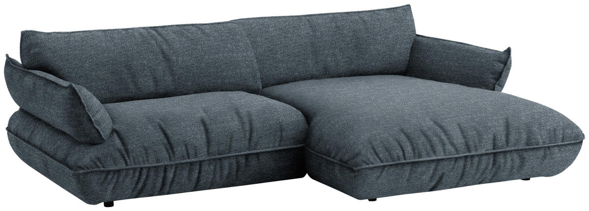 ECKSOFA  in Flachgewebe Blau  264/185 cm  - Blau/Schwarz, Design, Kunststoff/Textil (264/185cm) - Belluti