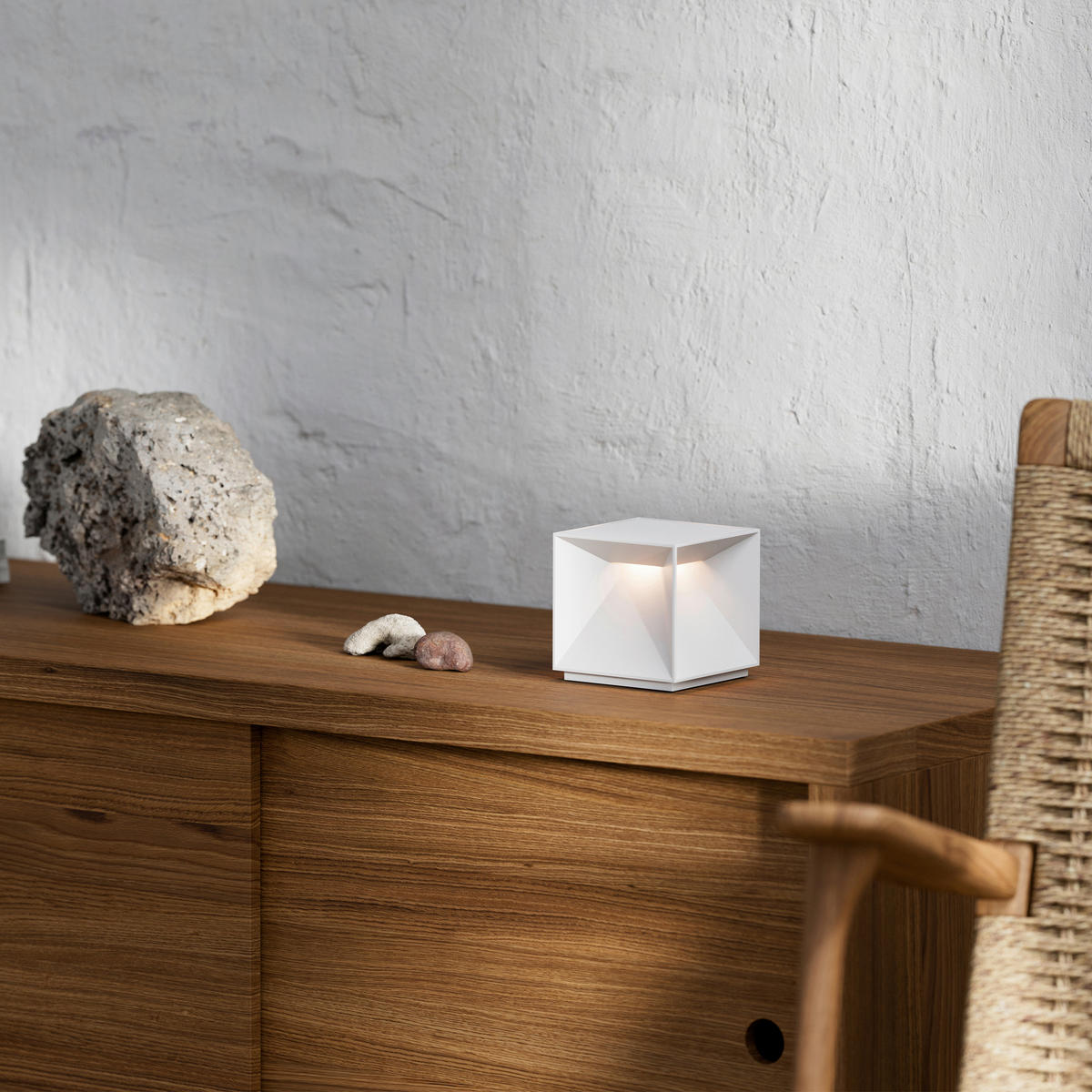 AKKU-TISCHLEUCHTE Nutalis 10/10/10 cm   - Weiß, Design, Metall (10/10/10cm)