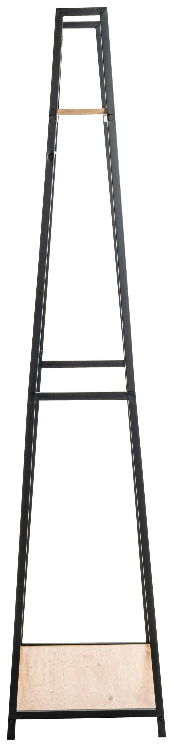 ŠATNÍ STOJAN - černá/barvy dubu, Design, kov/kompozitní dřevo (68/166/40cm)