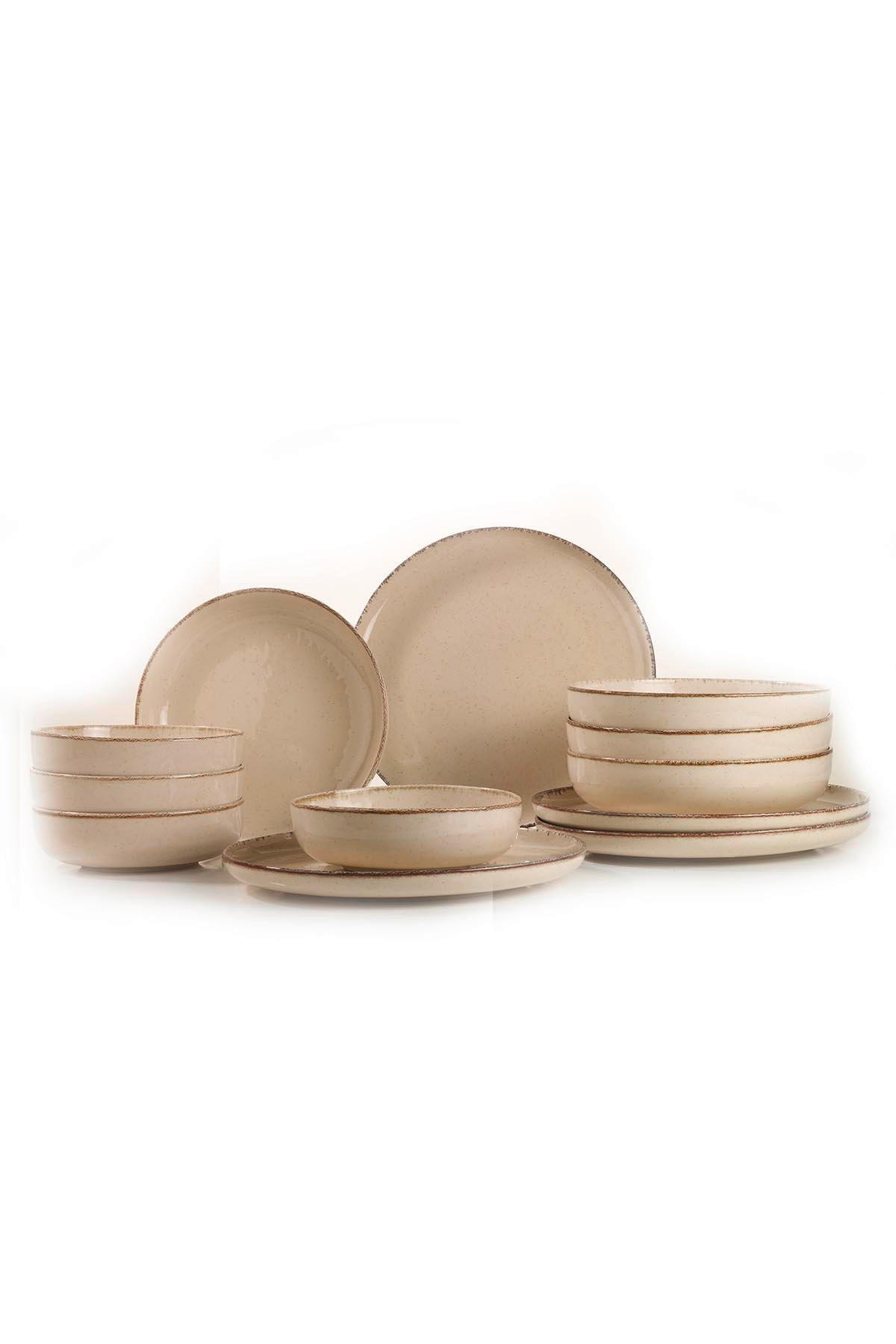 KOMBINOVANÁ SOUPRAVA, 12dílné, porcelán - krémová, Basics, keramika (24/24/24cm)