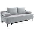 BOXSPRINGSOFA Flachgewebe Grauweiß  - Grauweiß/Schwarz, KONVENTIONELL, Textil/Metall (204/93/100cm) - Novel