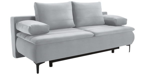 BOXSPRINGSOFA Flachgewebe Grauweiß  - Grauweiß/Schwarz, KONVENTIONELL, Textil/Metall (204/93/100cm) - Novel