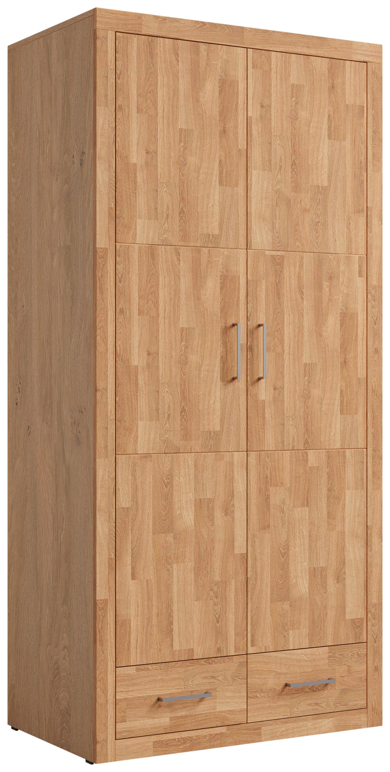 DREHTÜRENSCHRANK 2-türig Eiche Eichefarben  - Eichefarben/Silberfarben, Natur, Holz/Holzwerkstoff (100/212/60cm) - Linea Natura