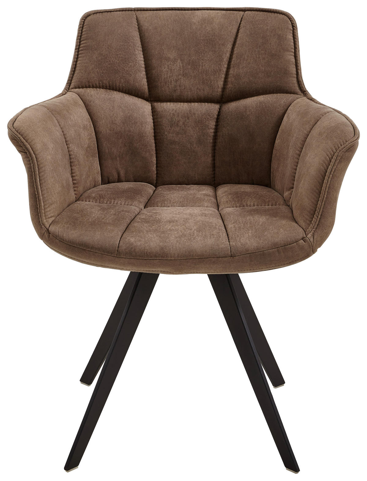 ARMLEHNSTUHL  , Beinauswahl, Lederauswahl, Typenauswahl, inklusive Armlehnen, Gestellauswahl, Sitzfläche 180° drehbar  , Mikrofaser  ,  - Graubraun/Schwarz, Design, Textil/Metall (67/85/60cm) - Musterring