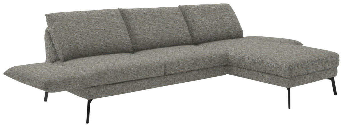 ECKSOFA in Flachgewebe Taupe  277/175 cm  - Taupe/Schwarz, Design, Textil/Metall (277/175cm) - Schöner Wohnen