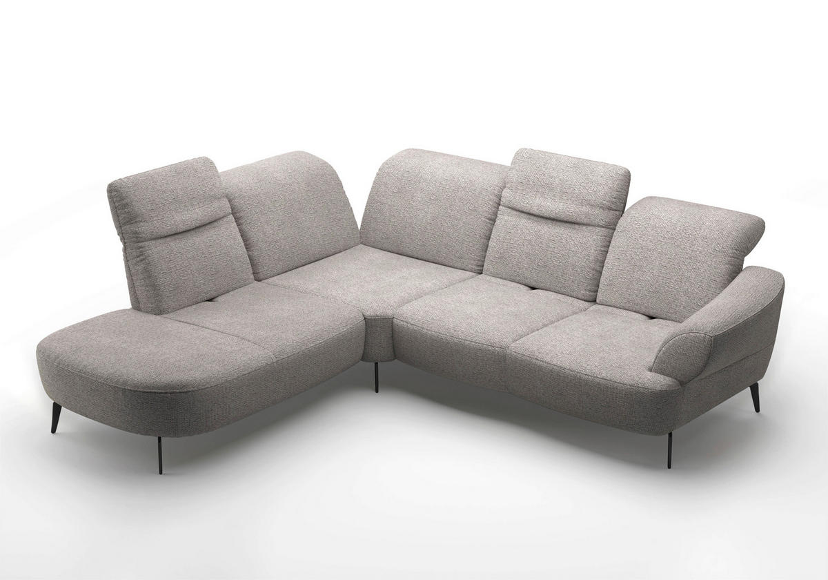 ECKSOFA in Chenille Silberfarben  270/302 cm  - Silberfarben/Schwarz, MODERN, Textil/Metall (270/302cm) - Sit & More