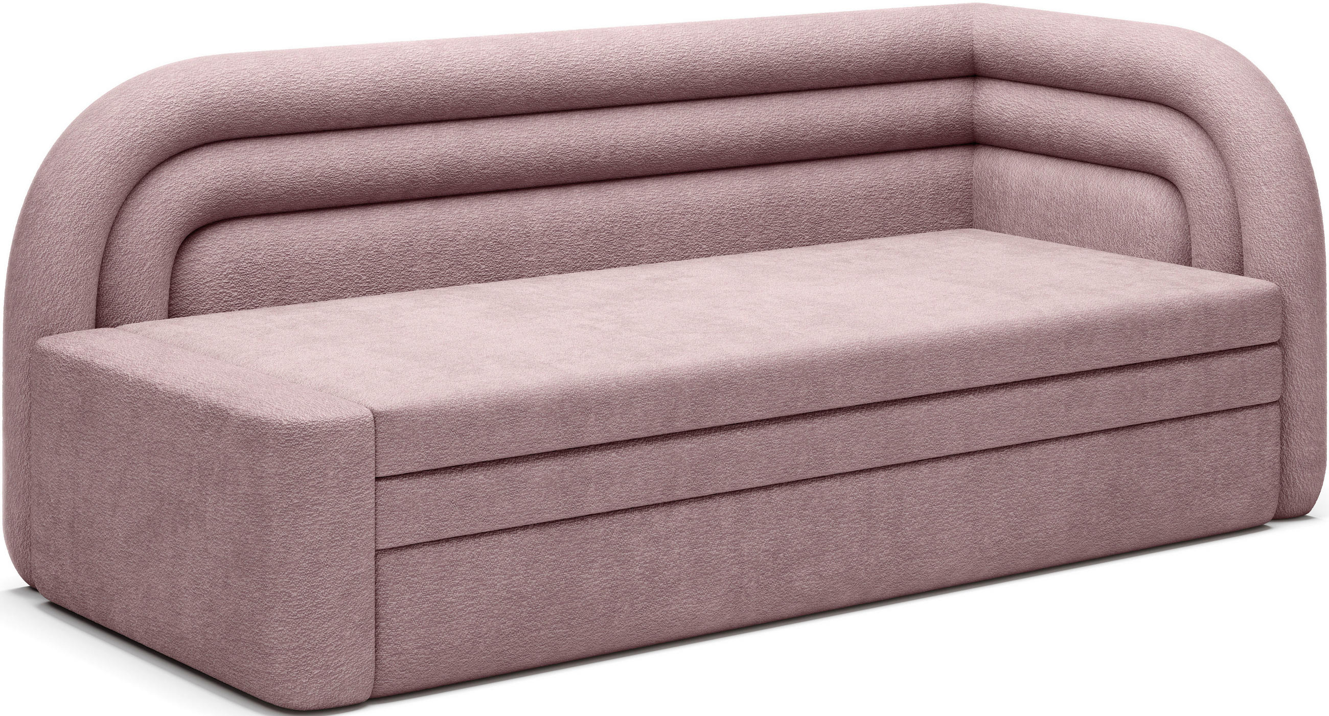 RÉCAMIERE FABILLO in Teddystoff Rosa  - Schwarz/Rosa, Design, Kunststoff/Textil (223/80/86cm) - MID.YOU