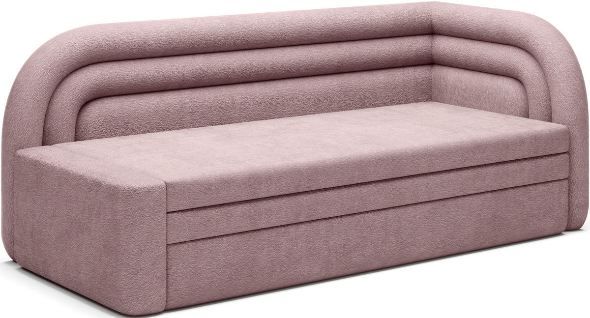 RÉCAMIERE FABILLO in Teddystoff Rosa  - Schwarz/Rosa, Design, Kunststoff/Textil (223/80/86cm) - MID.YOU