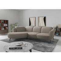 ECKSOFA in Flachgewebe Taupe  - Taupe/Schwarz, Konventionell, Textil/Metall (199/309cm) - Sit & More