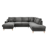 WOHNLANDSCHAFT in Cord Grau  - Naturfarben/Grau, KONVENTIONELL, Holz/Textil (150/301/200cm) - P & B