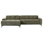 ECKSOFA in Cord Dunkelgrün  165/295 cm  - Dunkelgrün/Schwarz, KONVENTIONELL, Textil/Metall (165/295cm) - Carryhome