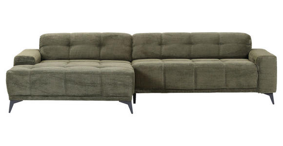 ECKSOFA  in Cord Dunkelgrün  165/295 cm  - Dunkelgrün/Schwarz, KONVENTIONELL, Textil/Metall (165/295cm) - Carryhome