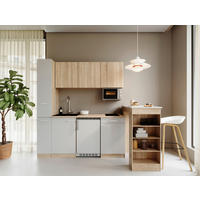 KÜCHENBLOCK Ingrid 180 cm  in Weiß, Eichefarben  - Eichefarben/Alufarben, Design, Holzwerkstoff/Kunststoff (180cm) - Respekta