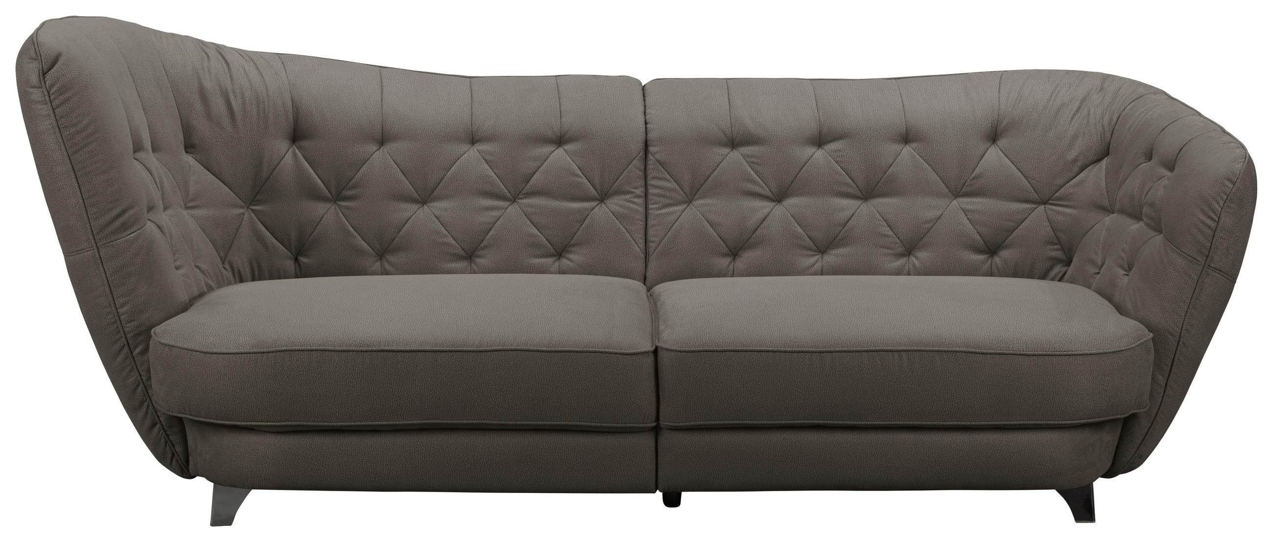 BIGSOFA Mikrofaser Dunkelbraun  - Chromfarben/Dunkelbraun, MODERN, Textil/Metall (256/85/115cm) - MID.YOU