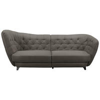 BIGSOFA in Mikrofaser Dunkelbraun  - Chromfarben/Dunkelbraun, Modern, Textil/Metall (256/85/115cm) - MID.YOU