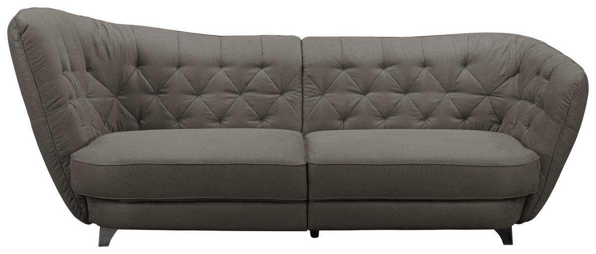 BIGSOFA in Mikrofaser Dunkelbraun  - Chromfarben/Dunkelbraun, Modern, Textil/Metall (256/85/115cm) - MID.YOU