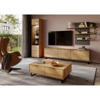 VITRINE in massiv Eiche Eichefarben  - Eichefarben/Schwarz, Design, Holz/Holzwerkstoff (50/202/40cm) - Livetastic