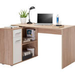 ECKSCHREIBTISCH 120/90/75 cm  in Weiß, Eichefarben  - Eichefarben/Silberfarben, KONVENTIONELL, Holzwerkstoff/Kunststoff (120/90/75cm) - Hom`in