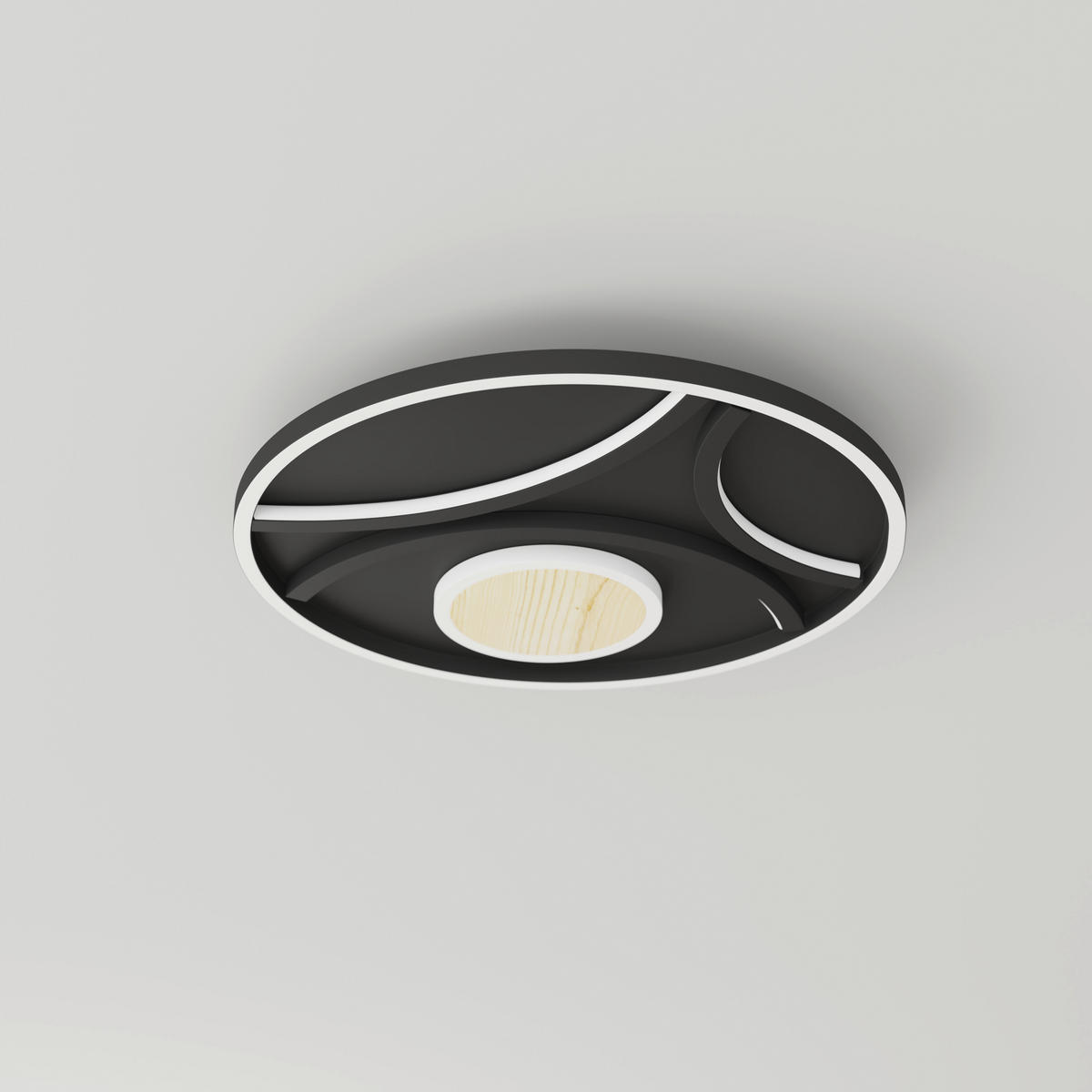 LED-DECKENLEUCHTE 39/5 cm   - Schwarz, Natur, Metall (39/5cm) - Novel