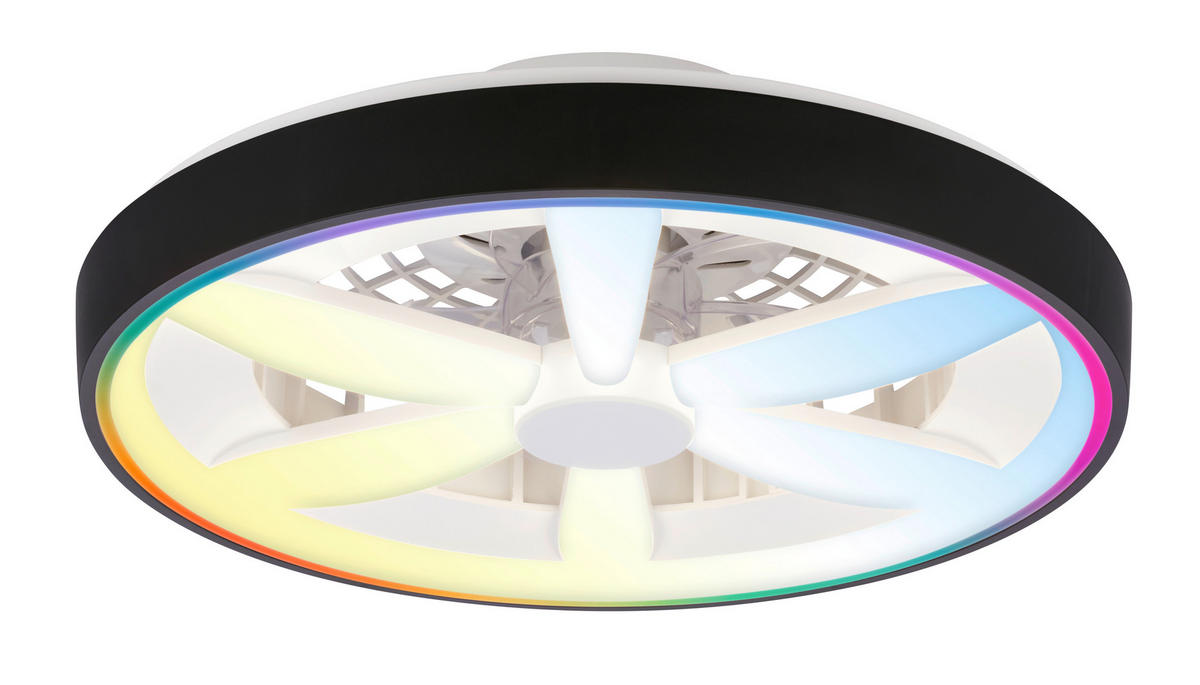 DECKENVENTILATOR 48./15 cm   - Schwarz/Weiß, Design, Kunststoff (48./15cm)