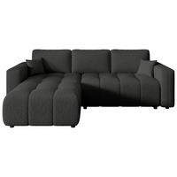 ECKSOFA Dunkelgrau Bouclé Zierkissen, Rückenkissen, Bettkasten, Schlaffunktion, Rücken echt, Liegefläche im Originalstoff  - Dunkelgrau/Schwarz, MODERN, Kunststoff/Textil (190/280cm) - Carryhome