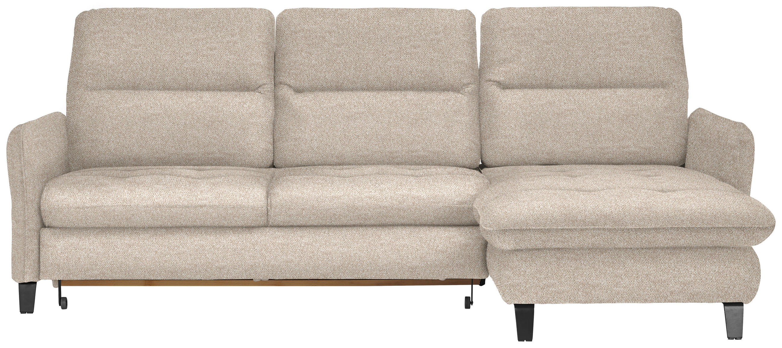 ECKSOFA Beige Plüsch  - Beige/Schwarz, KONVENTIONELL, Textil/Metall (254/190cm) - Livetastic