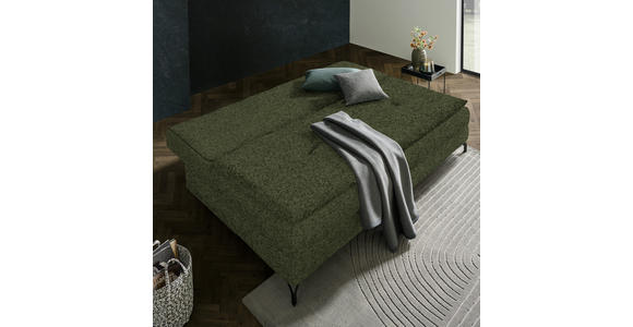 SCHLAFSOFA in Chenille, Plüsch Olivgrün - Schwarz/Olivgrün, MODERN, Textil/Metall (208/73/92/102cm) - Novel
