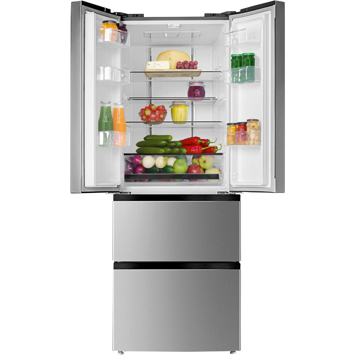 KÜHL-GEFRIER-KOMBINATION KGCN388180E  - Edelstahlfarben/Schwarz, Basics, Metall (65,4/180,3/71,7cm) - Amica