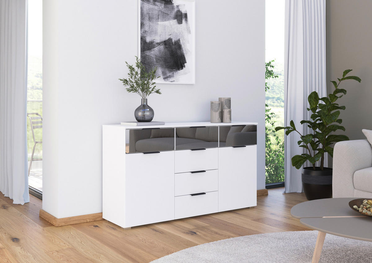 SIDEBOARD 120/81/42 cm  - vit/aluminiumfärg, Modern, metall/trämaterial (120/81/42cm) - Rauch Möbel