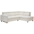 ECKSOFA inkl. Funktionen Weiß Samt  - Weiß/Bronzefarben, Design, Holz/Textil (261/206cm) - Venda
