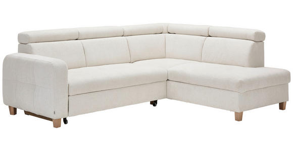 ECKSOFA Weiß Samt - Weiß/Bronzefarben, Design, Holz/Textil (261/206cm) - Venda