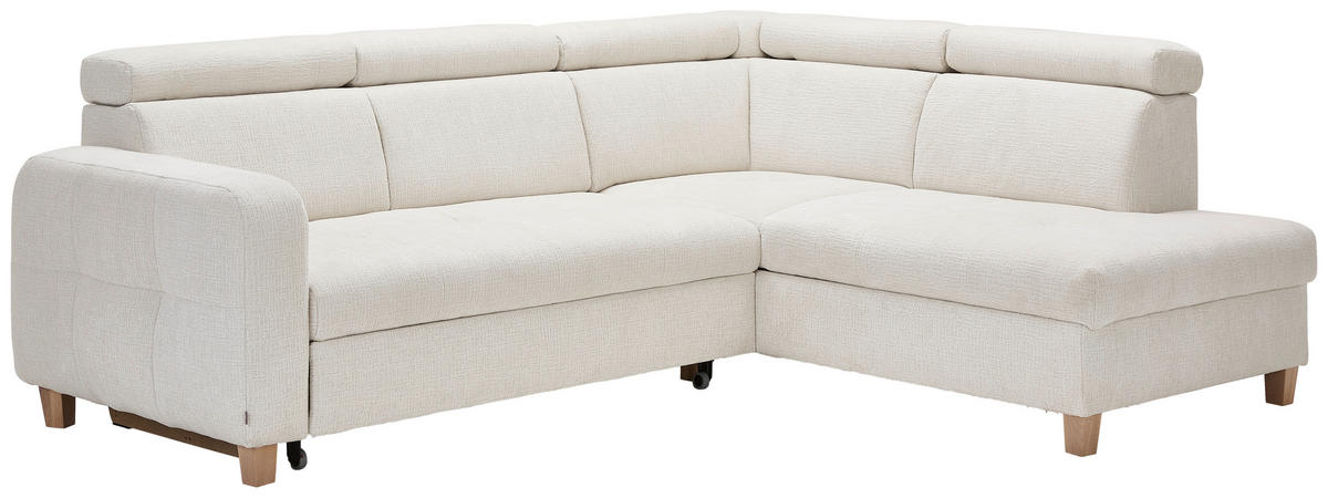 ECKSOFA in Samt Weiß  - Weiß, Design, Holz/Textil (261/206cm) - Venda