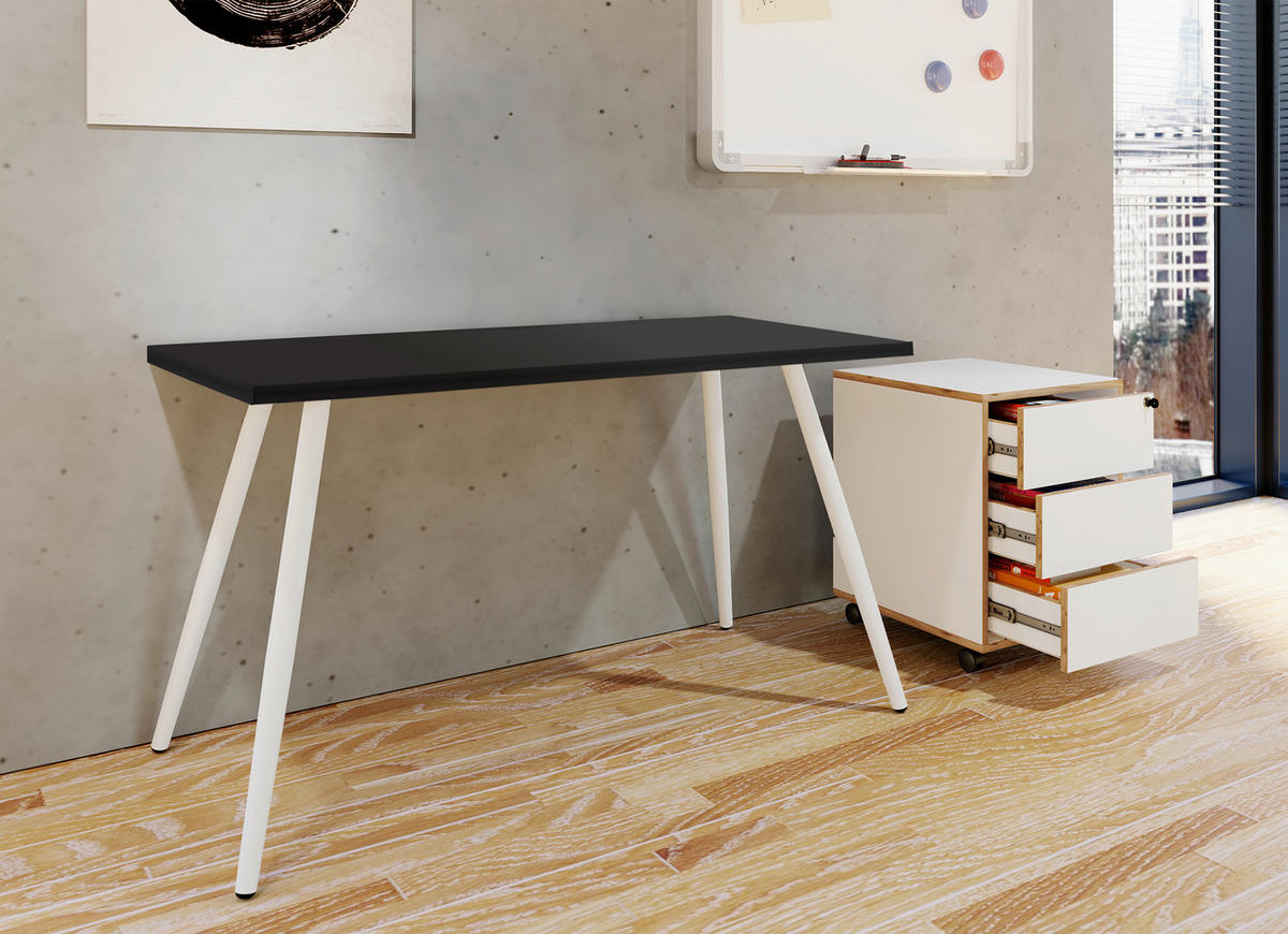SCHREIBTISCH 80/50/70 cm  in Anthrazit, Weiss  - Weiss/Anthrazit, Modern, Holzwerkstoff/Metall (80/50/70cm) - MID.YOU