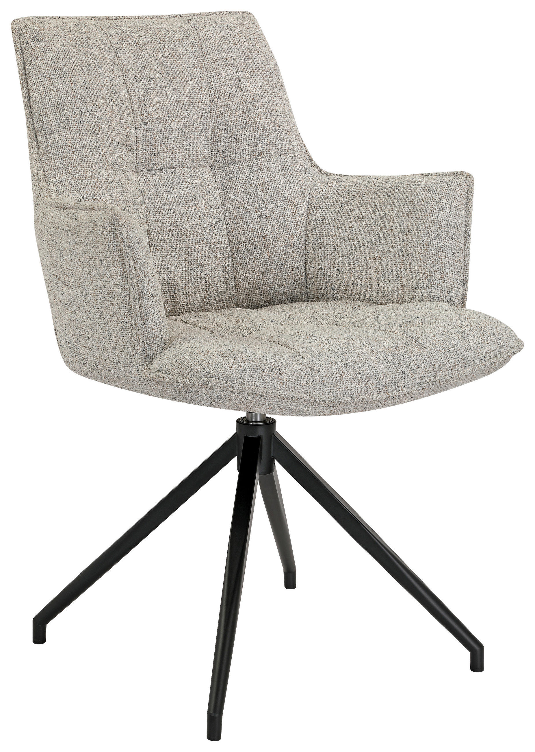 ARMLEHNSTUHL  Sitzfläche 360° drehbar, automatische Rückholfunktion Leinenoptik  Schwarz, Beige  - Beige/Schwarz, Design, Textil/Metall (59/89,5/63cm) - Novel