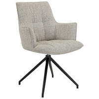 ARMLEHNSTUHL  Sitzfläche 360° drehbar, automatische Rückholfunktion Leinenoptik  Schwarz, Beige  - Beige/Schwarz, Design, Textil/Metall (59/89,5/63cm) - Novel