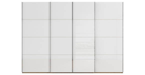 SCHWEBETÜRENSCHRANK 316/235/68 cm 4-türig Weiß, Eiche Artisan  - Chromfarben/Weiß, Design, Glas/Holzwerkstoff (316/235/68cm) - Novel