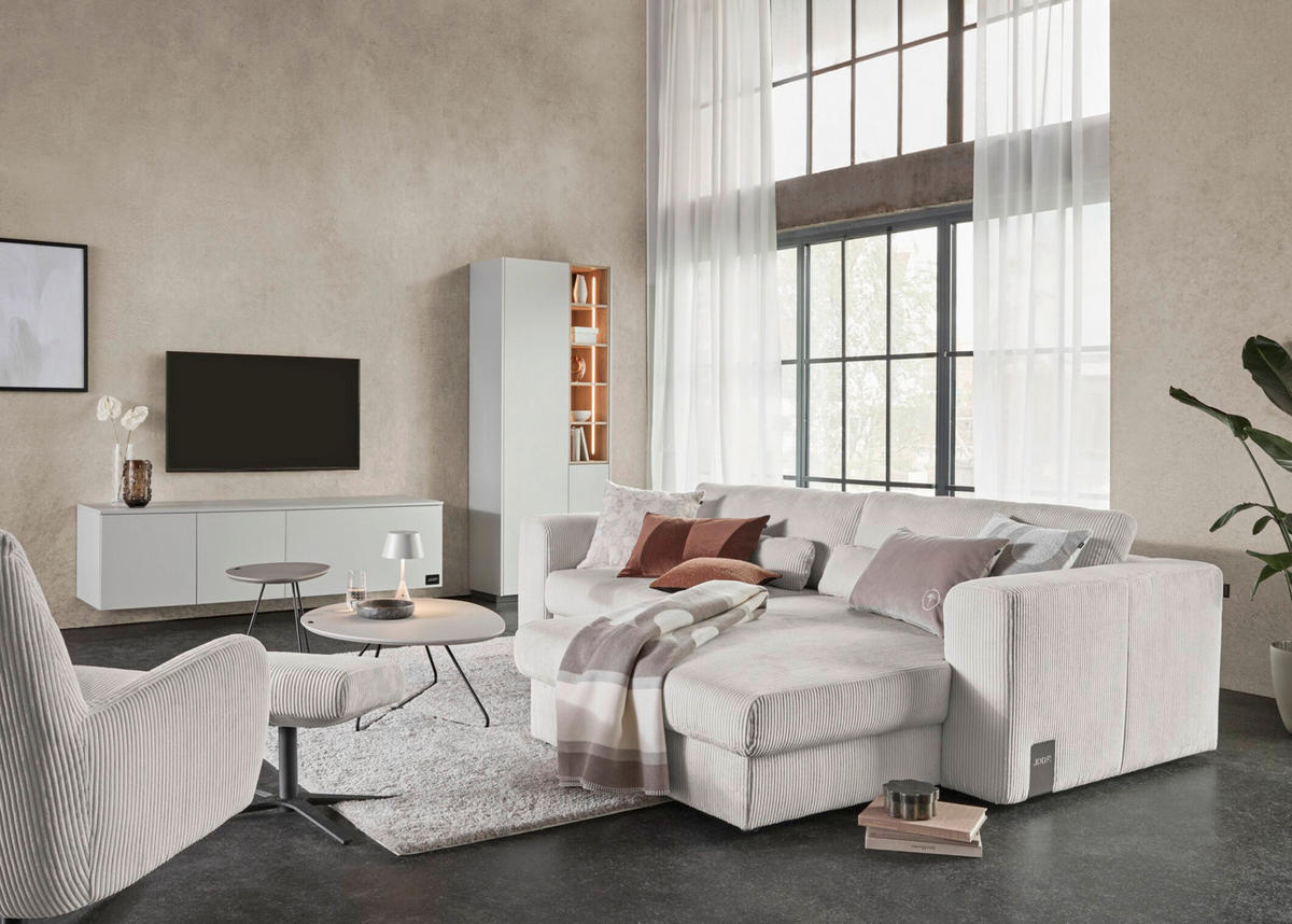 ECKSOFA JOOP Beige Cord  - Beige/Schwarz, KONVENTIONELL, Kunststoff/Textil (269/192cm) - Joop!