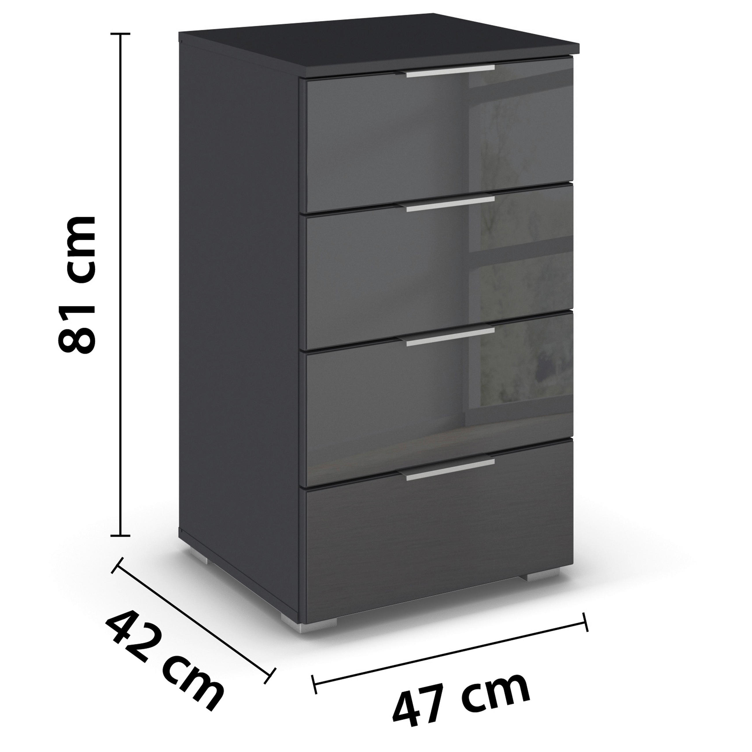 ÉJJELISZEKRÉNY szürke  - alumíniumszínű/szürke, Basics, műanyag/faalapú anyag (47/81/42cm) - Carryhome