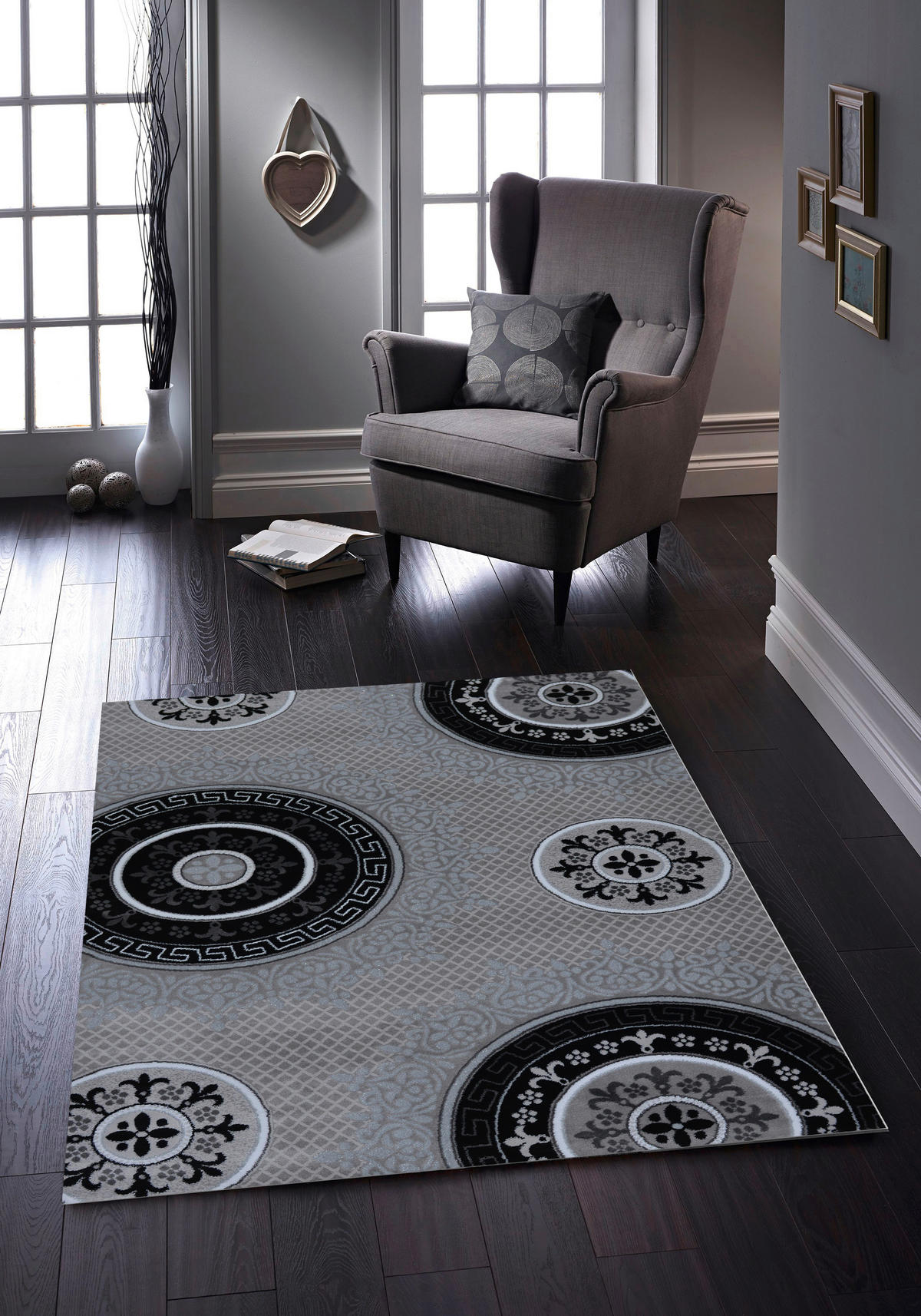 LÄUFER 80/300 cm Eleysa Grau, Schwarz, Weiß  - Schwarz/Weiß, Trend, Textil (80/300cm)