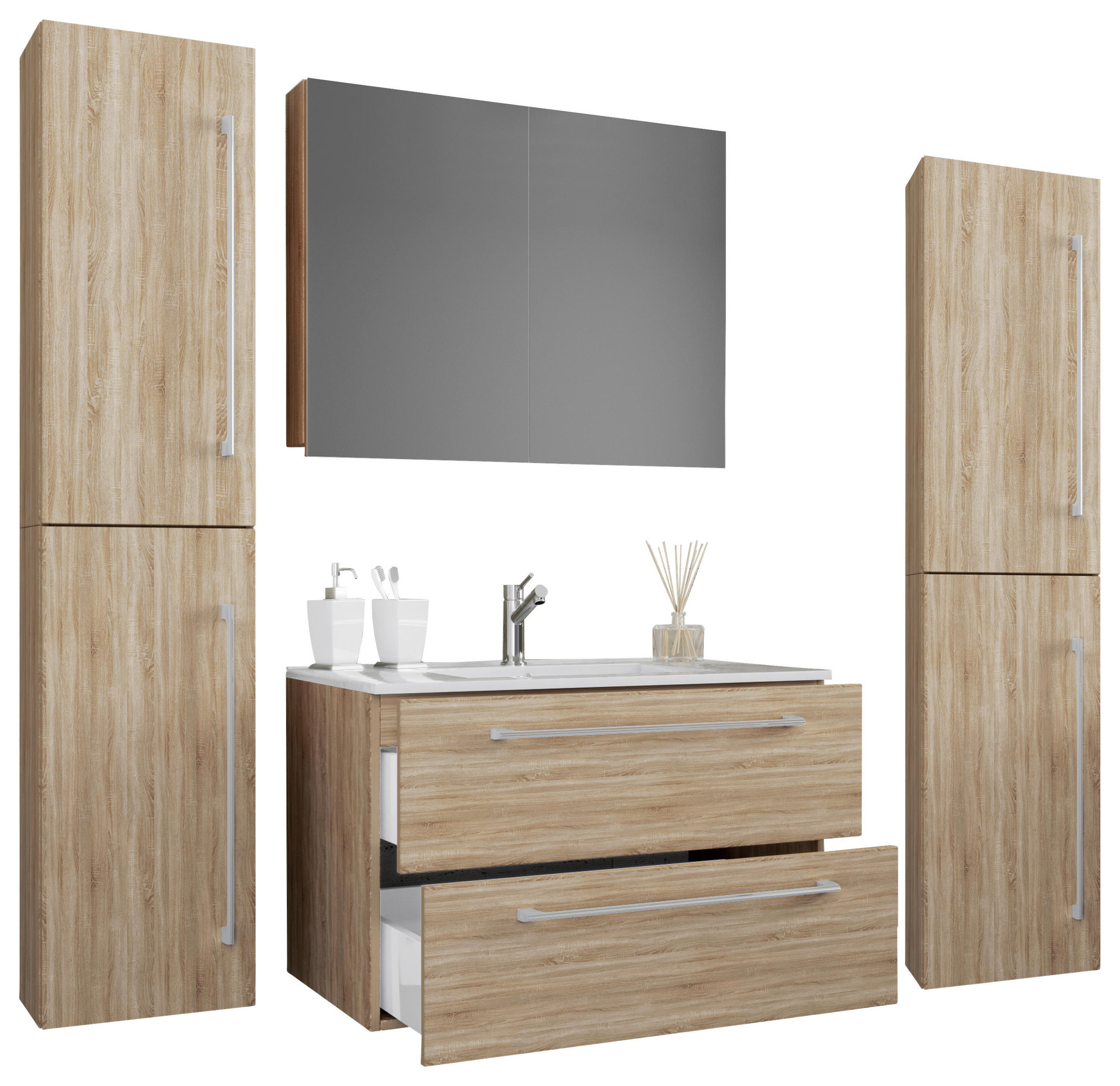 BADEZIMMER  in 127 cm  - Weiß/Grau, MODERN, Keramik/Holzwerkstoff (127cm) - MID.YOU