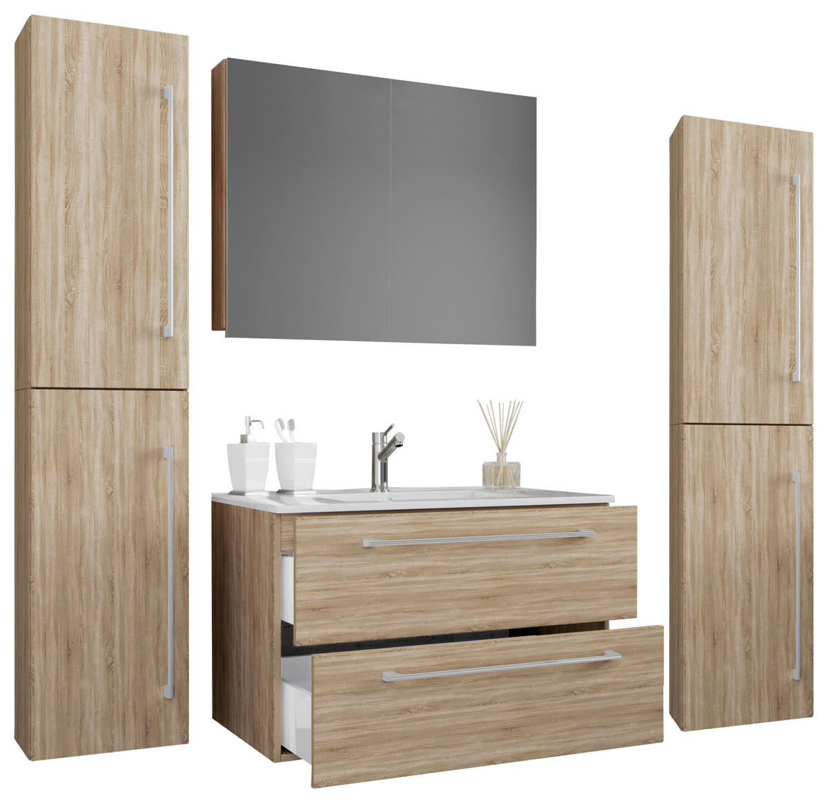BADEZIMMER  in 127 cm  - Weiß/Grau, MODERN, Keramik/Holzwerkstoff (127cm) - MID.YOU