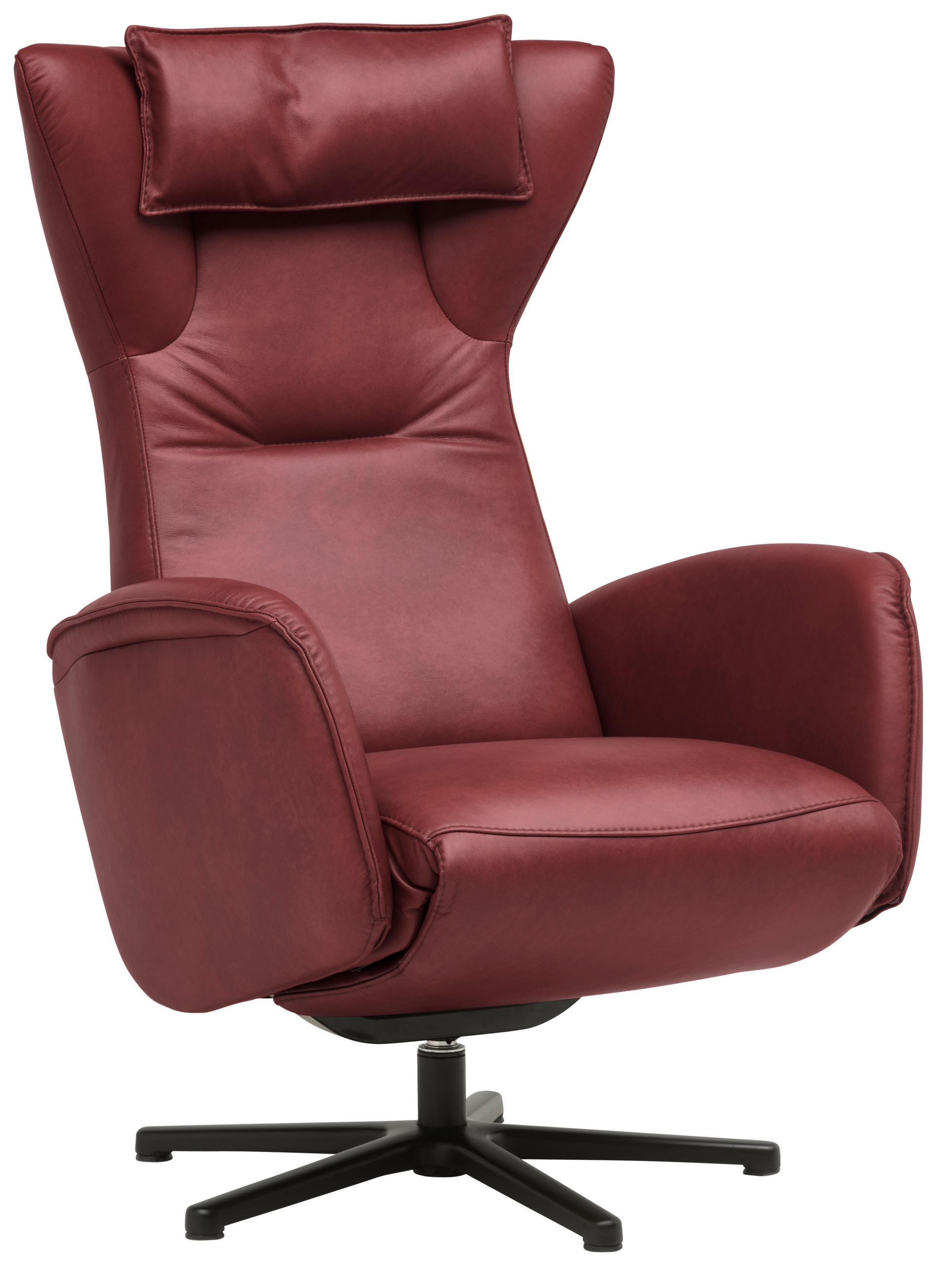 RELAXSESSEL 75/106/86 cm  in Leder Weinrot  - Weinrot/Schwarz, Design, Leder/Metall (75/106/86cm) - Valdera