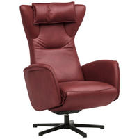 RELAXSESSEL Leder Weinrot  - Weinrot/Schwarz, Design, Leder/Metall (75/106/86cm) - Valdera