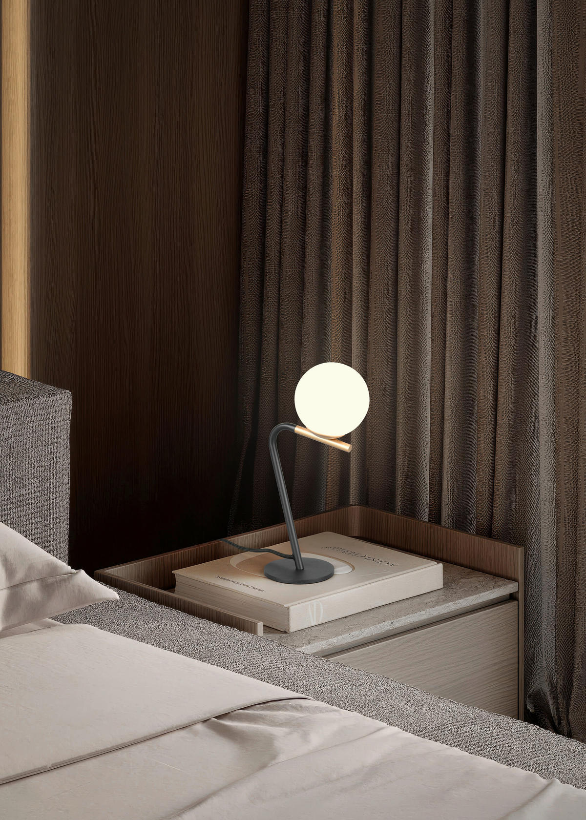 TISCHLEUCHTE Flaming 14,5/31/10 cm   - Goldfarben/Schwarz, Design, Glas/Metall (14,5/31/10cm) - Trio Leuchten