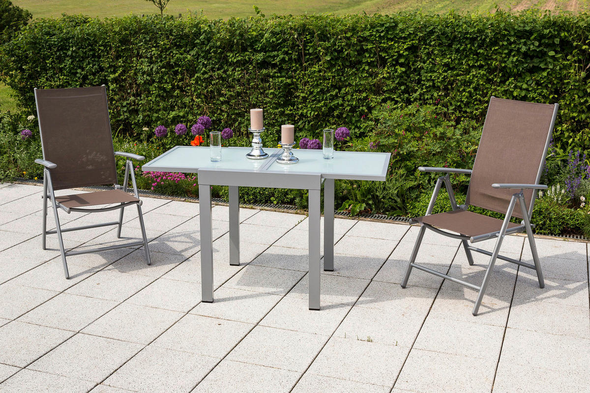 GARTENSET Aluminium  - Taupe/Silberfarben, MODERN, Textil/Metall - Gardenson