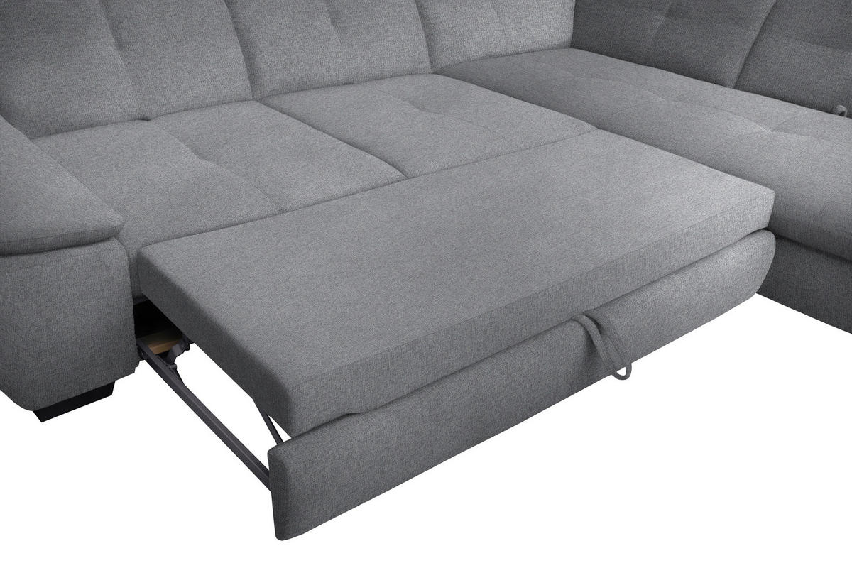 ECKSOFA Grau Flachgewebe  - Schwarz/Grau, Design, Textil/Metall (242/313cm) - Xora