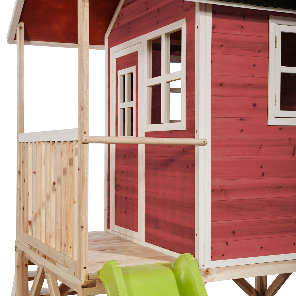 SPIELHAUS EXIT LOFT 500 ROT  - Rot/Limette, KONVENTIONELL, Holz (329/190/253cm) - EXIT Toys