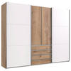SCHWEBETÜRENSCHRANK in Weiss, Eichefarben  - Chromfarben/Weiss, Modern, Holzwerkstoff/Metall (300/236/65cm) - MID.YOU