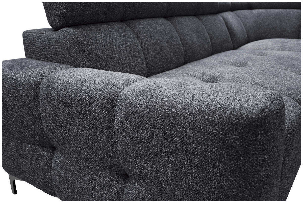 ECKSOFA Anthrazit Struktur  - Anthrazit/Schwarz, MODERN, Textil/Metall (254/212cm) - Carryhome