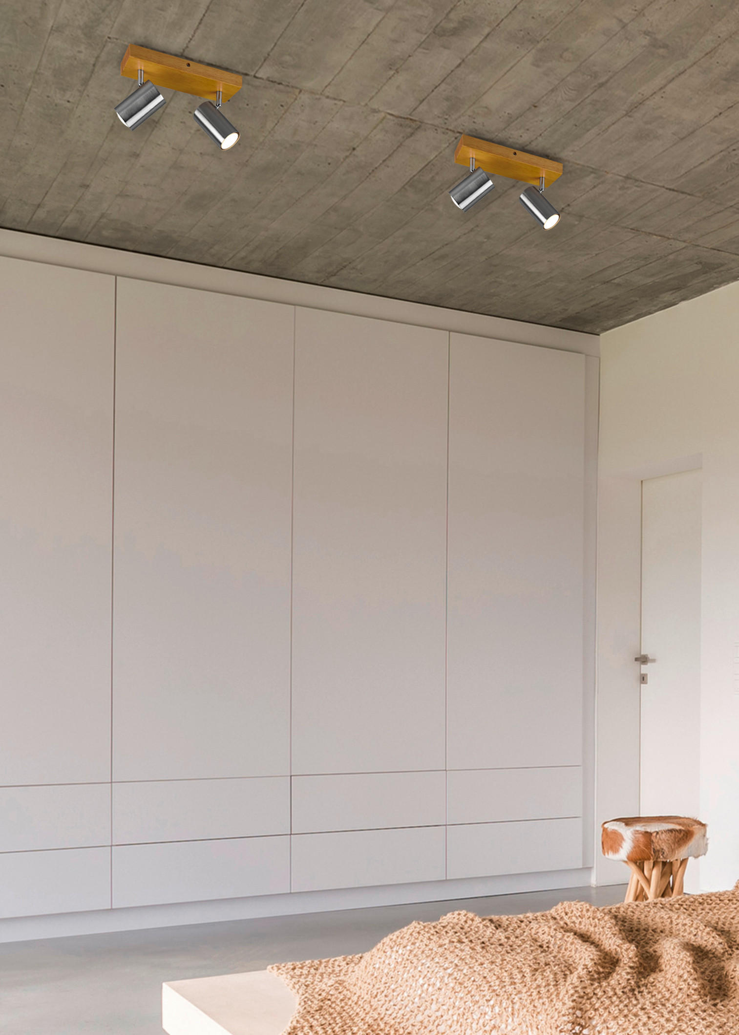 STRAHLER Marley 26/16/9 cm   - Nickelfarben, Natur, Holz/Metall (26/16/9cm) - Trio Leuchten